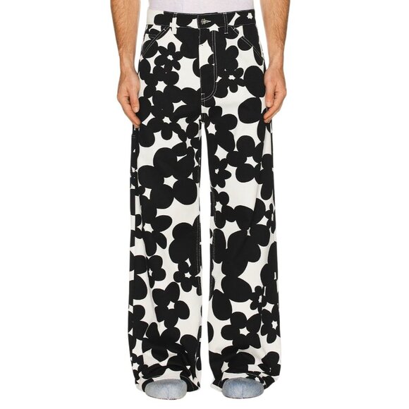 Marni Trousers Floral Print Pants in Black 48 New Unisex Trousers - Picture 4 of 16